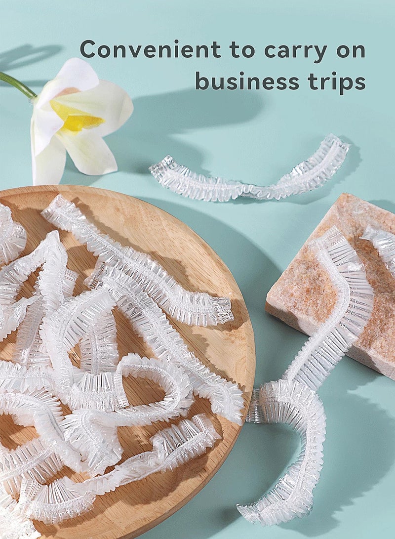 ٥٠٠ غطاء شعر إستحمام مستعمل مرة واحدة، غطاء شعر بلاستيك شفاف كبير سميك مقاوم للمية للستات، إكسسوارات مهمة للسفر والفنادق، للعناية العميقة بالشعر وتنظيفه - Image 4